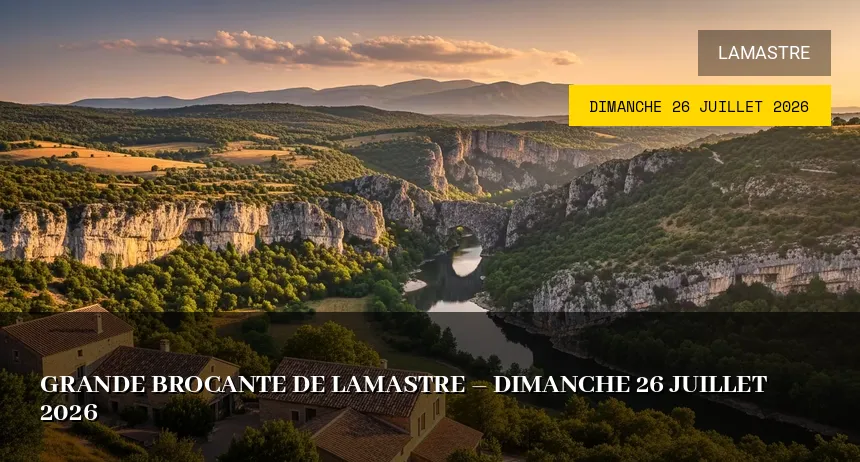 Affiche de l'événement : Grande Brocante de Lamastre – Dimanche 26 Juillet 2026