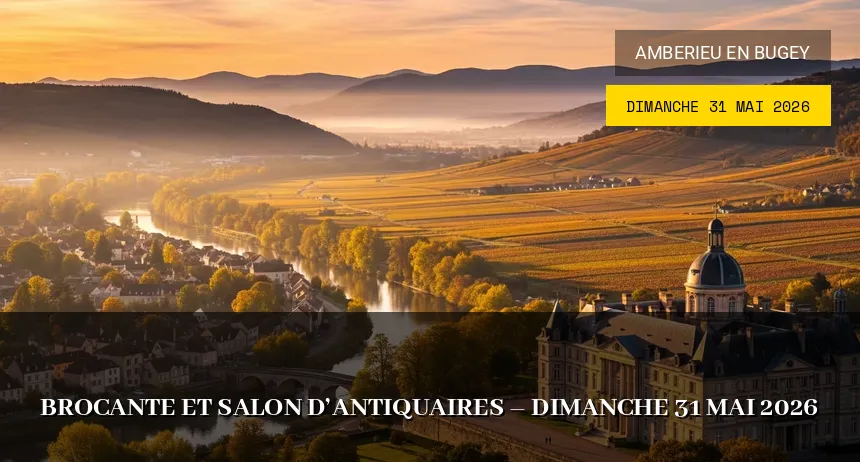 Affiche de l'événement : Brocante et Salon d&rsquo;Antiquaires – Dimanche 31 Mai 2026