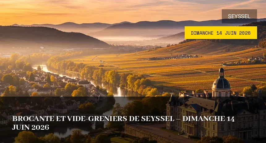 Affiche de l'événement : Brocante et Vide-greniers de Seyssel – Dimanche 14 Juin 2026