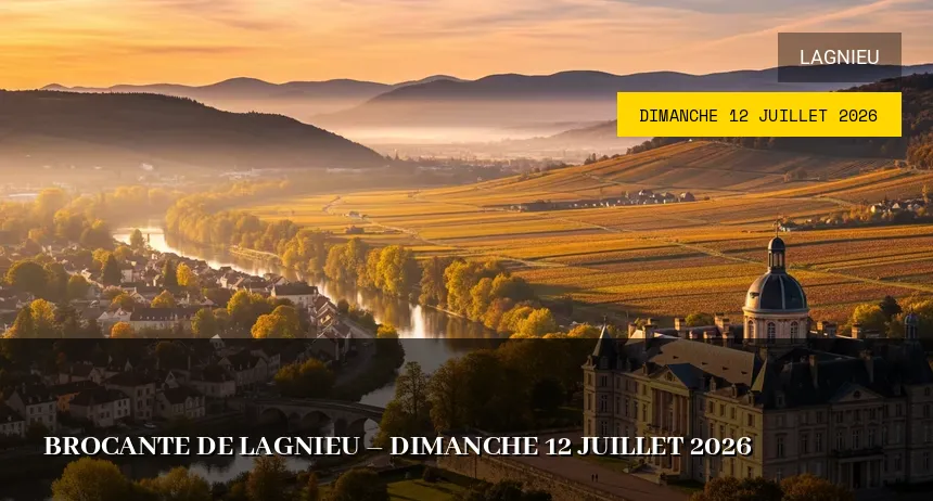 Affiche de l'événement : Brocante de Lagnieu – Dimanche 12 Juillet 2026