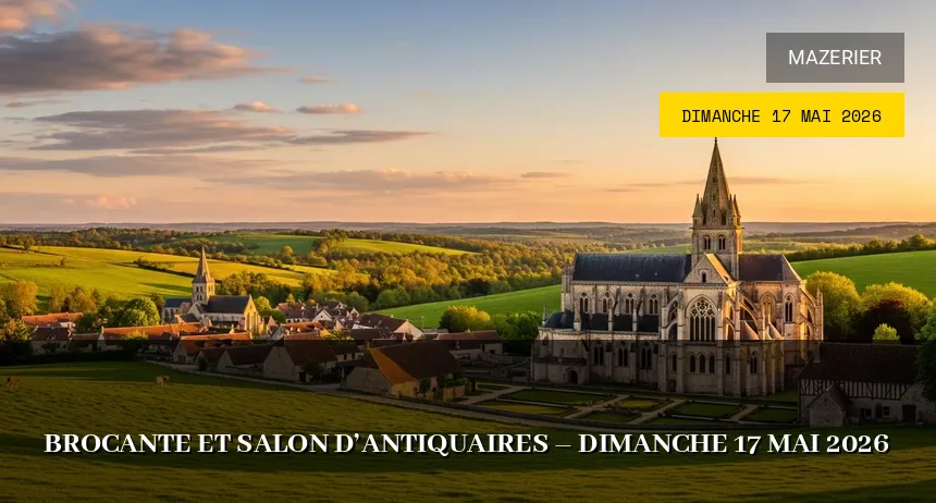 Affiche de l'événement : Brocante et Salon d&rsquo;Antiquaires – Dimanche 17 Mai 2026