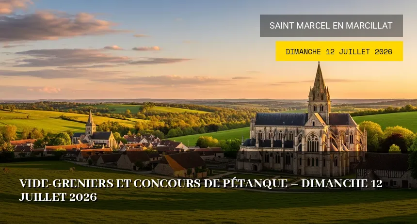 Affiche de l'événement : Vide-greniers et concours de pétanque – Dimanche 12 Juillet 2026