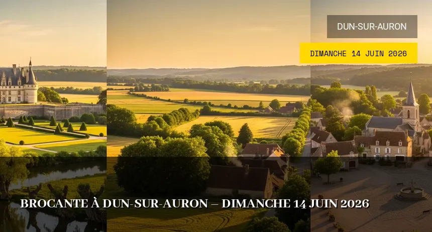 Affiche de l'événement : Brocante à Dun-sur-Auron – Dimanche 14 Juin 2026