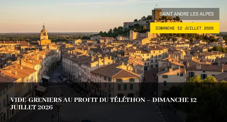 Affiche de l'événement : Vide-greniers au profit du Téléthon – Dimanche 12 Juillet 2026
