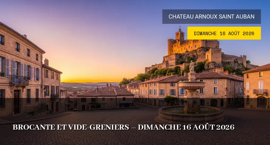 Affiche de l'événement : Brocante et Vide-Greniers – Dimanche 16 Août 2026