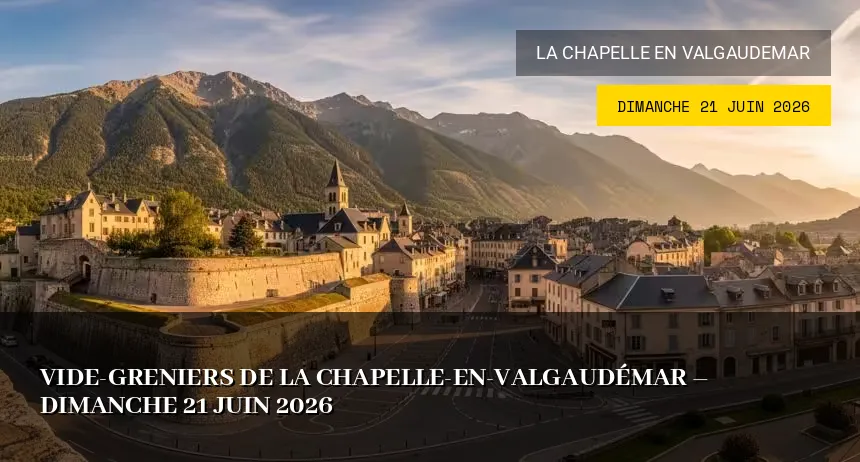 Affiche de l'événement : Vide-greniers de La Chapelle-en-Valgaudémar – Dimanche 21 Juin 2026