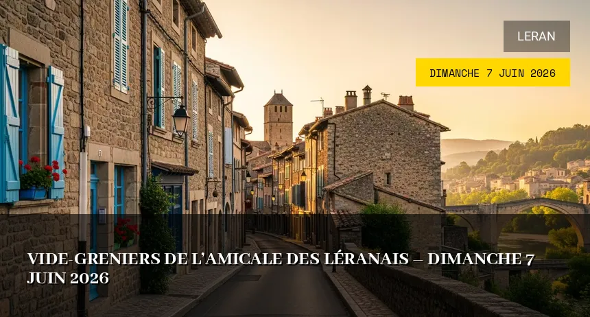 Affiche de l'événement : Vide-greniers de l&rsquo;Amicale des Léranais – Dimanche 7 Juin 2026