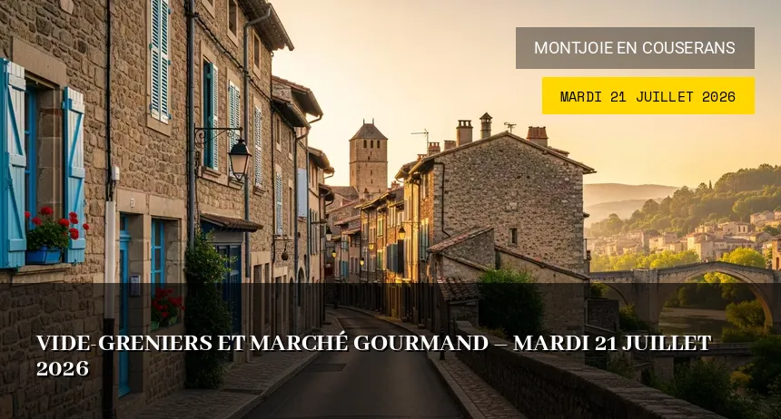 Affiche de l'événement : Vide-greniers et Marché Gourmand – Mardi 21 Juillet 2026