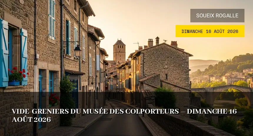 Affiche de l'événement : Vide-greniers du Musée des Colporteurs – Dimanche 16 Août 2026
