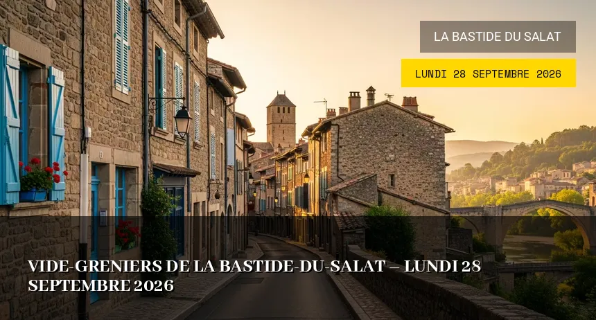 Affiche de l'événement : Vide-greniers de La Bastide-du-Salat – Lundi 28 Septembre 2026