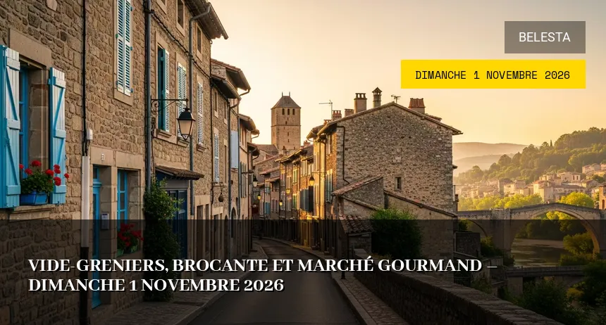 Affiche de l'événement : Vide-greniers, brocante et marché gourmand – Dimanche 1 Novembre 2026