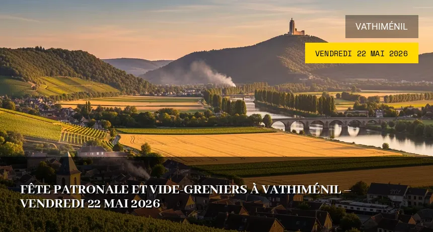 Affiche de l'événement : Fête Patronale et Vide-Greniers à Vathiménil – Vendredi 22 Mai 2026