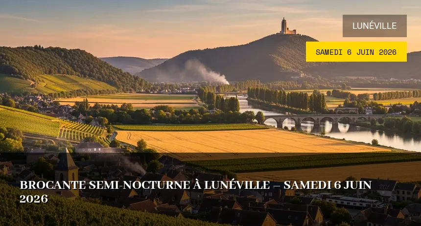 Affiche de l'événement : Brocante semi-nocturne à Lunéville – Samedi 6 Juin 2026