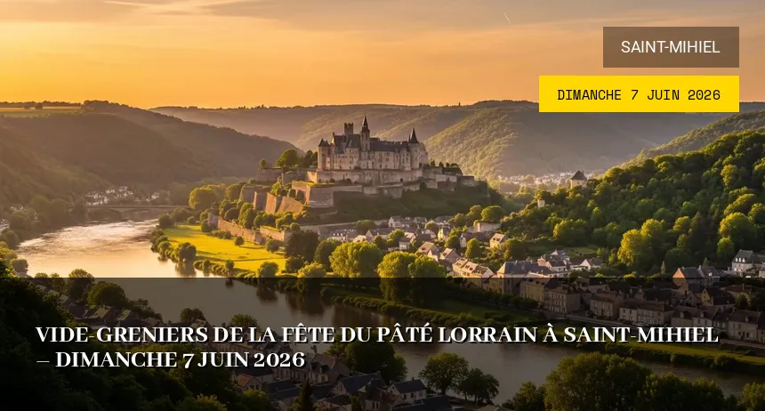 Affiche de l'événement : Vide-greniers de la Fête du Pâté Lorrain à Saint-Mihiel – Dimanche 7 Juin 2026