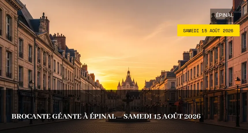 Affiche de l'événement : Brocante Géante à Épinal – Samedi 15 Août 2026