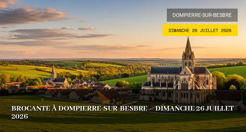 Affiche de l'événement : Brocante à Dompierre-sur-Besbre – Dimanche 26 Juillet 2026