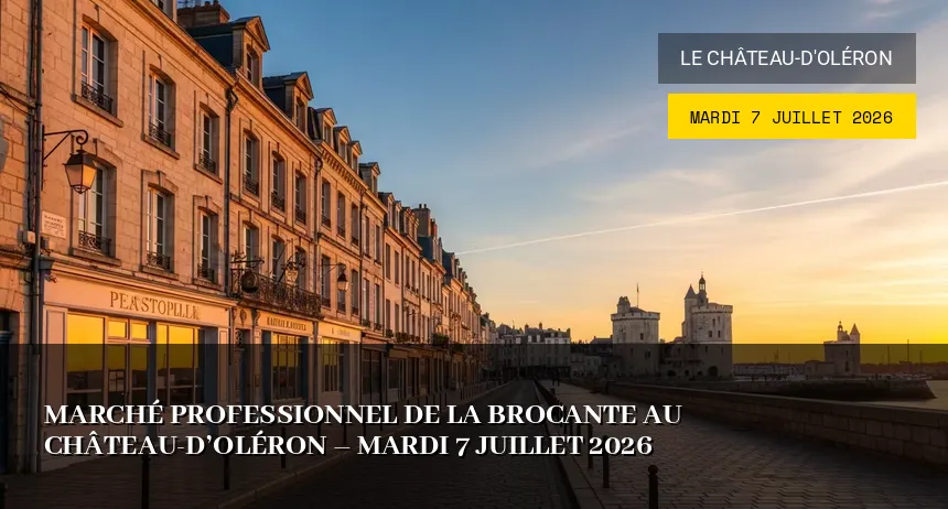 Affiche de l'événement : Marché Professionnel de la Brocante au Château-d&rsquo;Oléron – Mardi 7 Juillet 2026