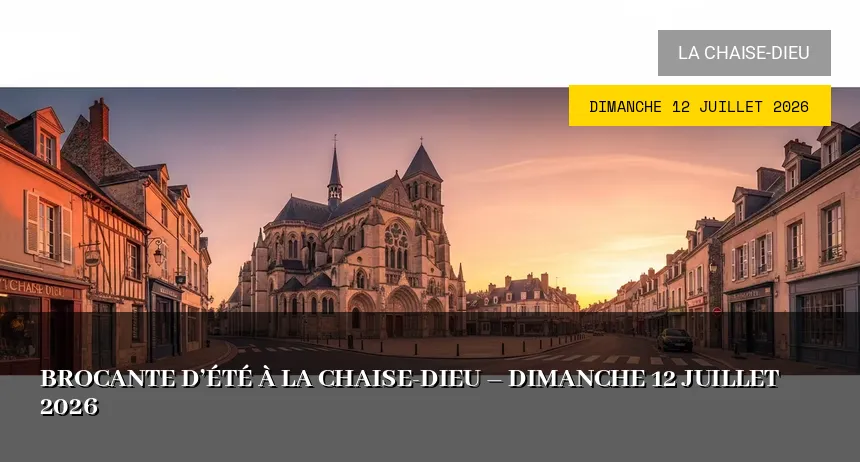 Affiche de l'événement : Brocante d&rsquo;été à La Chaise-Dieu – Dimanche 12 Juillet 2026