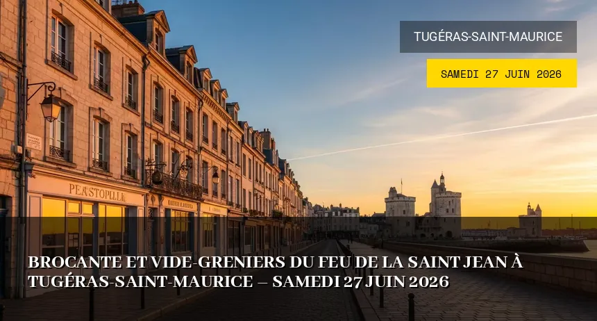 Affiche de l'événement : Vide-greniers de la Saint Jean à Tugéras-Saint-Maurice – Samedi 27 Juin 2026