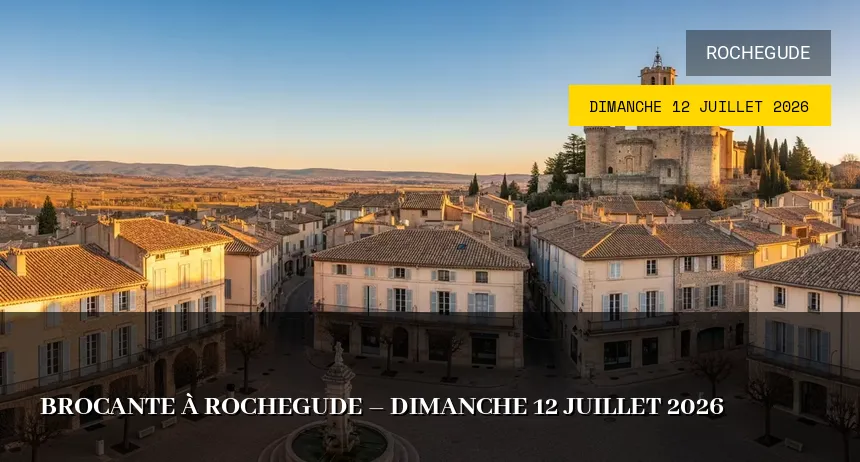 Affiche de l'événement : Brocante à Rochegude – Dimanche 12 Juillet 2026