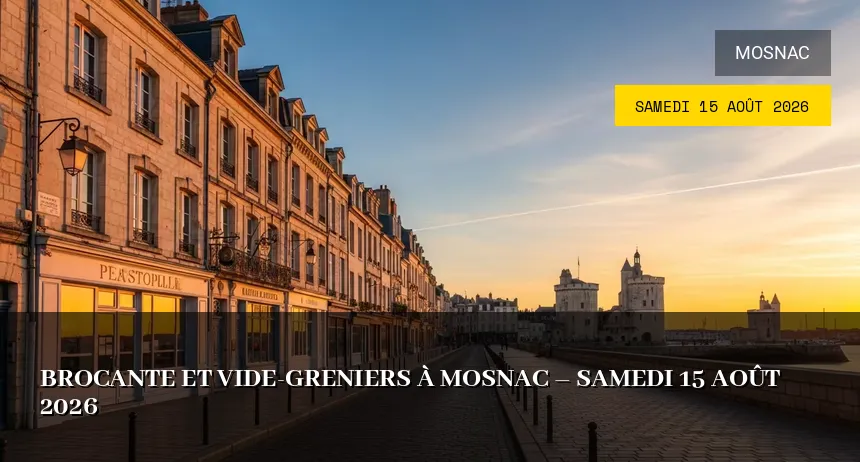 Affiche de l'événement : Brocante Vide-Greniers à Mosnac – Samedi 15 Août 2026