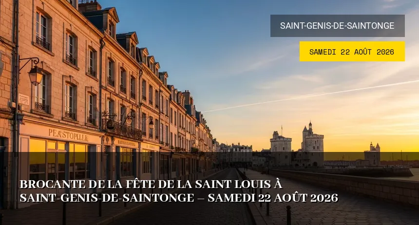 Affiche de l'événement : Brocante de la Fête de la Saint Louis à Saint-Genis-de-Saintonge – Samedi 22 Août 2026