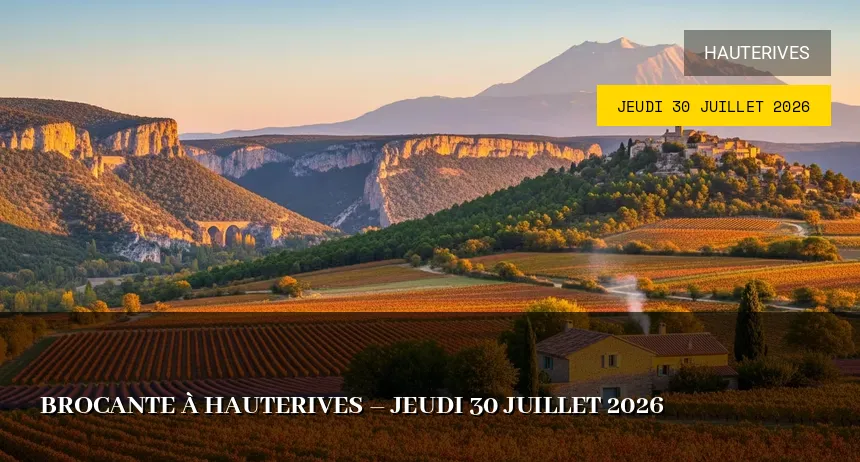 Affiche de l'événement : Brocante à Hauterives – Jeudi 30 Juillet 2026