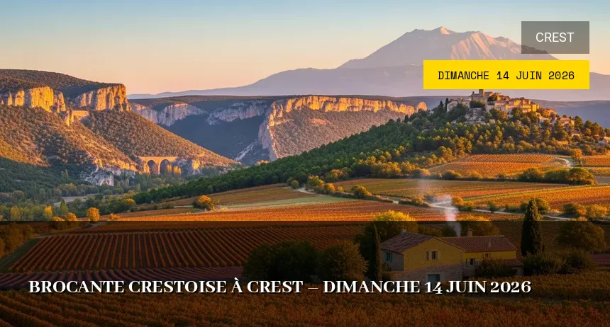 Affiche de l'événement : Brocante à Crest – Dimanche 14 Juin 2026
