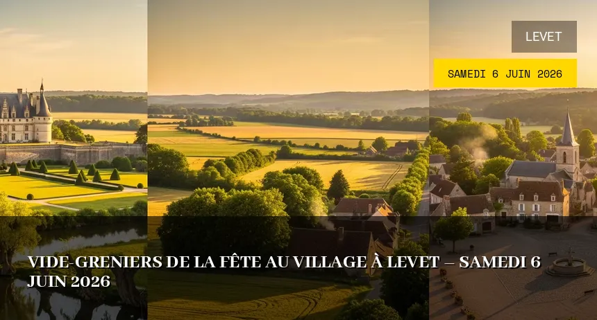 Affiche de l'événement : Vide-greniers de la Fête au village à Levet – Samedi 6 Juin 2026