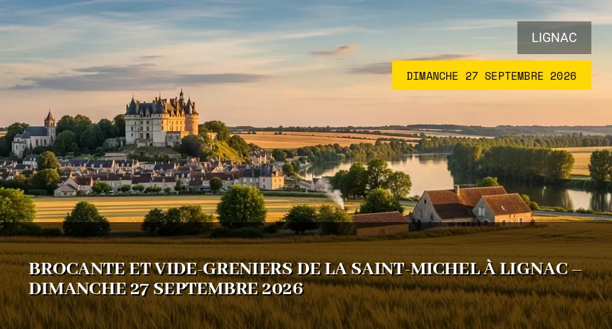 Affiche de l'événement : Brocante de la Fête de la Saint Michel à Lignac – Dimanche 27 Septembre 2026