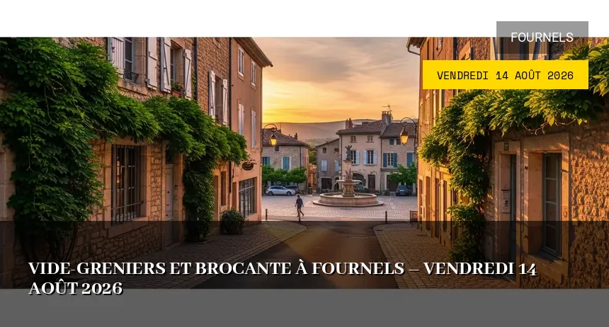Affiche de l'événement : Vide-greniers et Brocante à Fournels – Vendredi 14 Août 2026