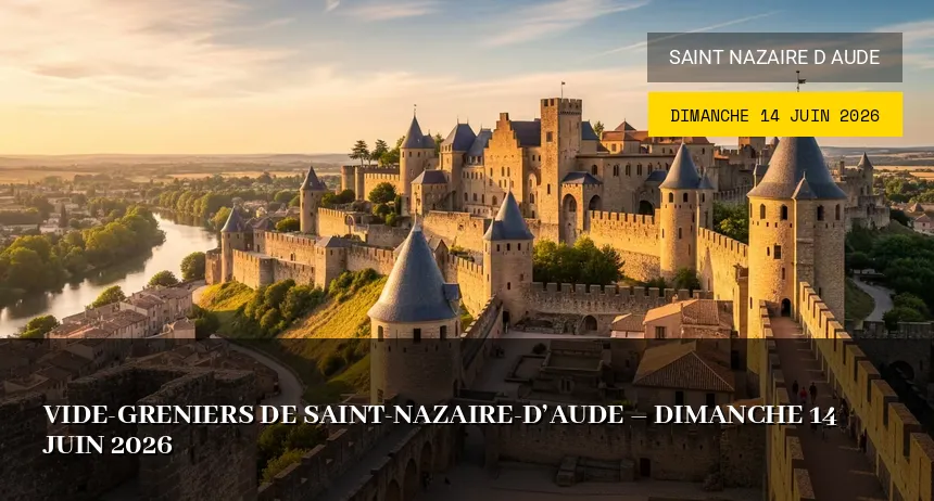 Affiche de l'événement : Vide-greniers de Saint-Nazaire-d&rsquo;Aude – Dimanche 14 Juin 2026