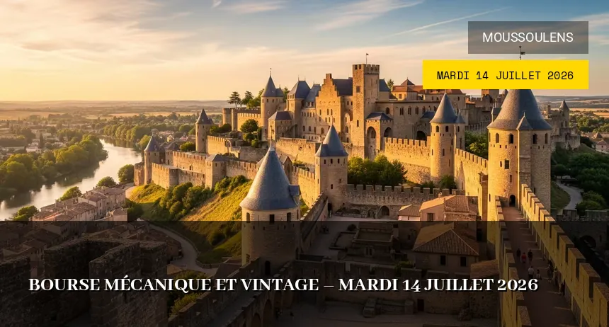 Affiche de l'événement : Bourse Mécanique et Vintage – Mardi 14 Juillet 2026