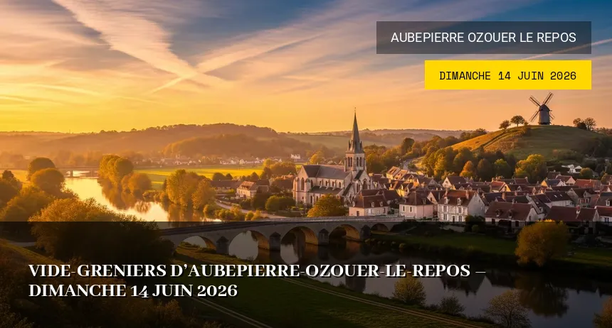 Affiche de l'événement : Vide-greniers d&rsquo;Aubepierre-Ozouer-le-Repos – Dimanche 14 Juin 2026