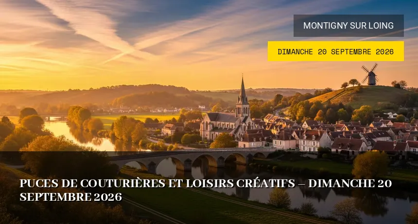 Affiche de l'événement : Puces de couturières et loisirs créatifs – Dimanche 20 Septembre 2026