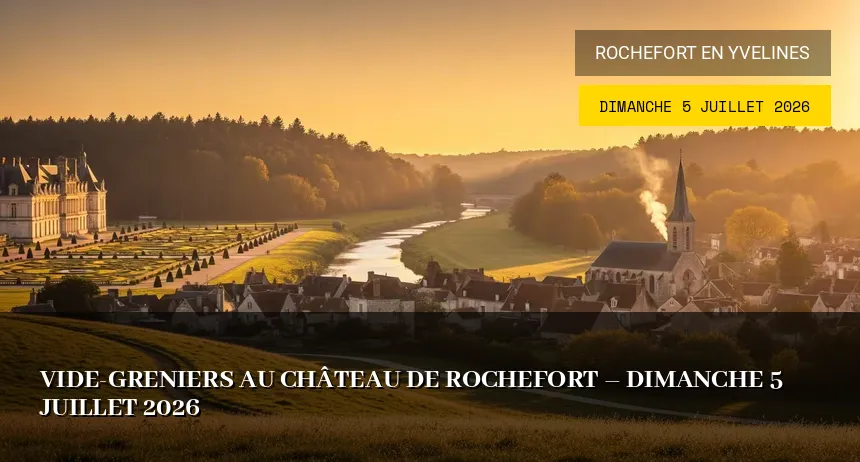 Affiche de l'événement : Vide-greniers au Château de Rochefort – Dimanche 5 Juillet 2026