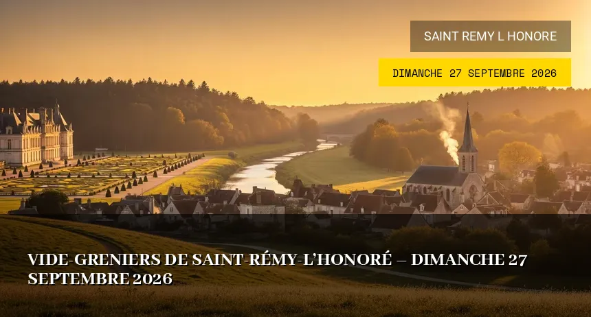 Affiche de l'événement : Vide-greniers de Saint-Rémy-l&rsquo;Honoré – Dimanche 27 Septembre 2026