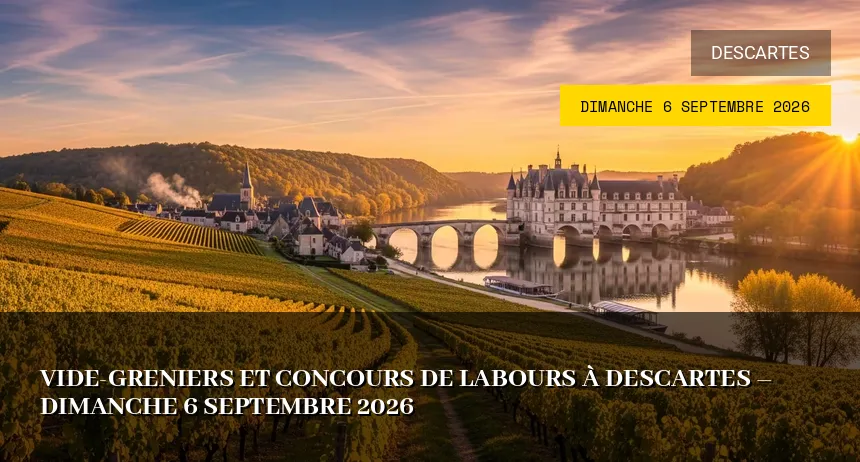 Affiche de l'événement : Vide-Greniers et Concours de Labours à Descartes – Dimanche 6 Septembre 2026