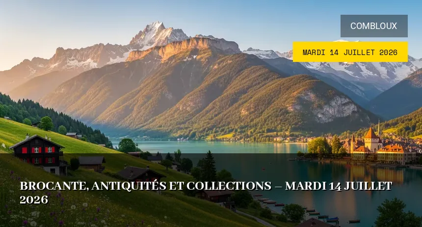 Affiche de l'événement : Brocante, antiquités et collections – Mardi 14 Juillet 2026