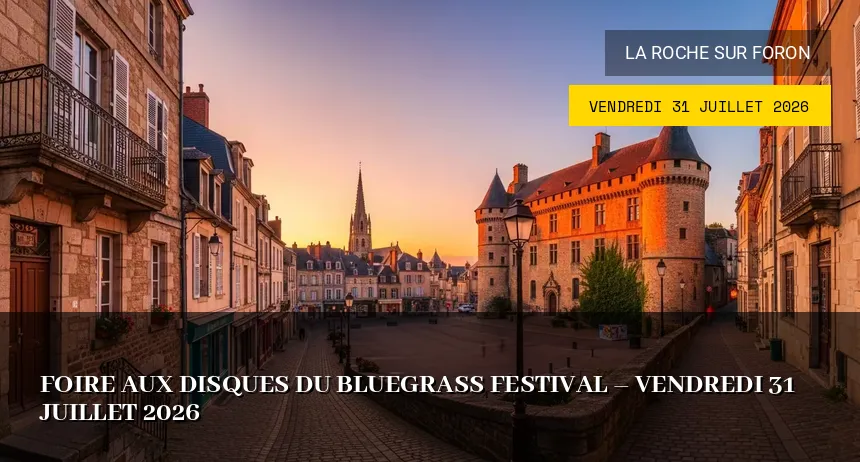Affiche de l'événement : Foire aux disques du Bluegrass Festival – Vendredi 31 Juillet 2026