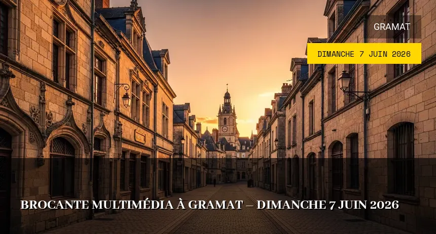 Affiche de l'événement : Brocante Multimédia à Gramat – Dimanche 7 Juin 2026