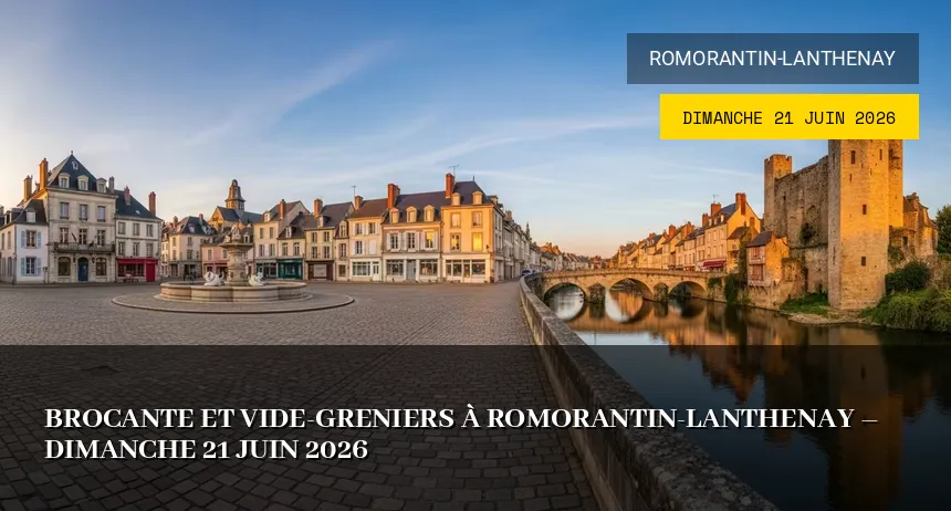 Affiche de l'événement : Brocante et Vide-greniers à Romorantin-Lanthenay – Dimanche 21 Juin 2026