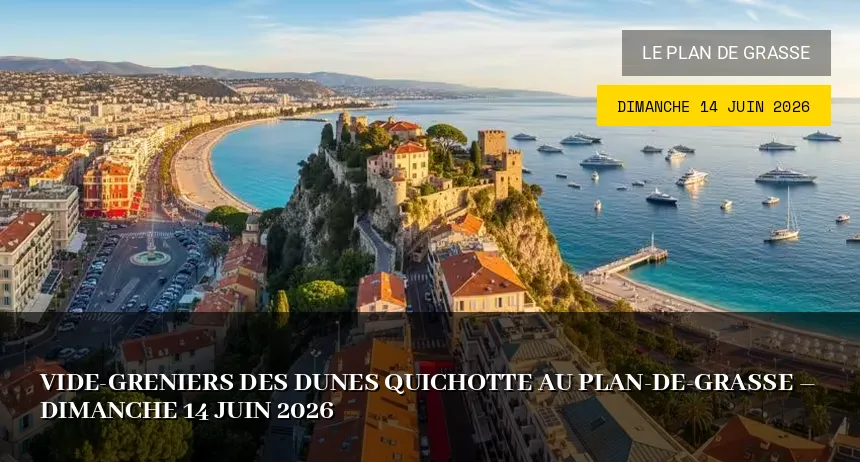 Affiche de l'événement : Vide-greniers des Dunes Quichotte au Plan-de-Grasse – Dimanche 14 Juin 2026