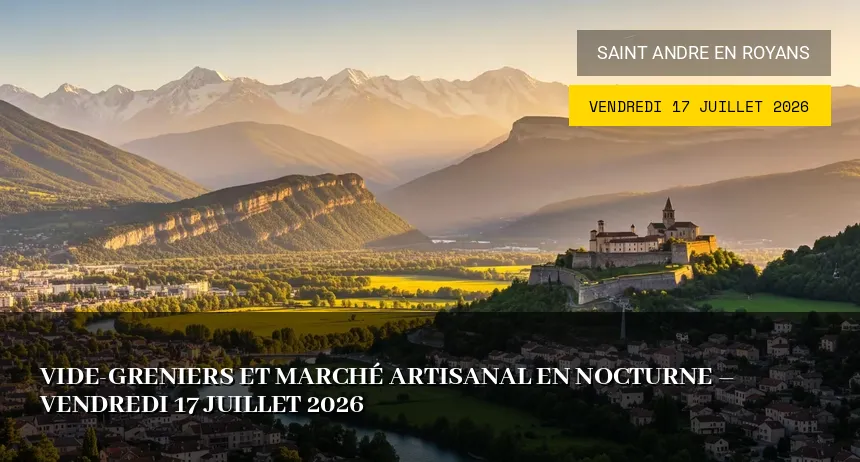 Affiche de l'événement : Vide-greniers et marché artisanal en nocturne – Vendredi 17 Juillet 2026