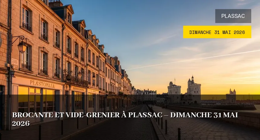 Affiche de l'événement : Brocante et Vide-Grenier à Plassac – Dimanche 31 Mai 2026