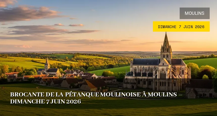 Affiche de l'événement : Brocante de la Pétanque Moulinoise à Moulins – Dimanche 7 Juin 2026