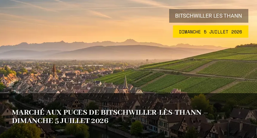 Affiche de l'événement : Marché aux puces de Bitschwiller-lès-Thann – Dimanche 5 Juillet 2026