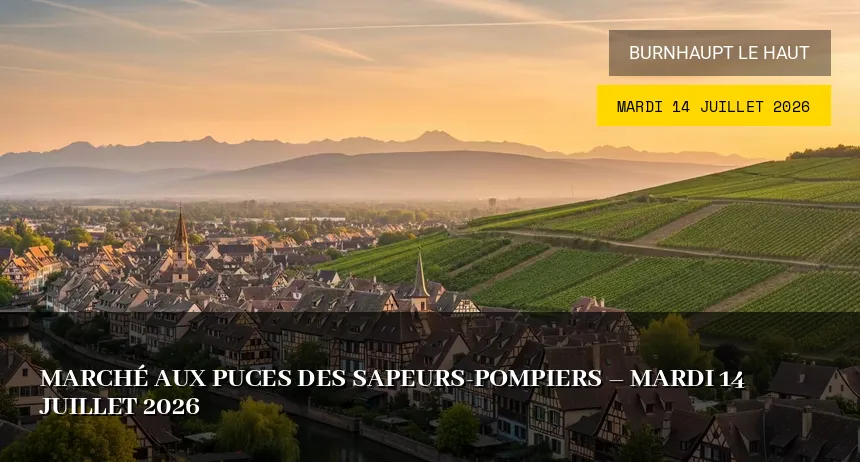 Affiche de l'événement : Marché aux puces des Sapeurs-Pompiers – Mardi 14 Juillet 2026
