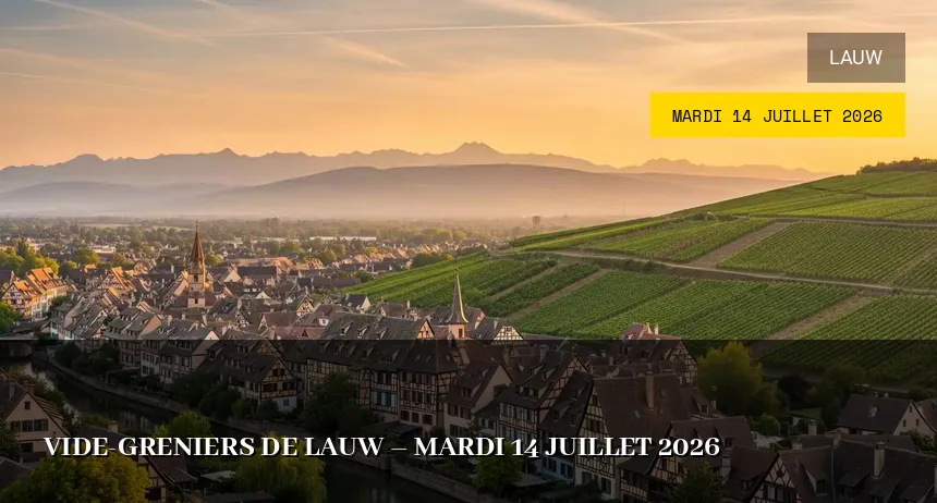 Affiche de l'événement : Vide-greniers de Lauw – Mardi 14 Juillet 2026