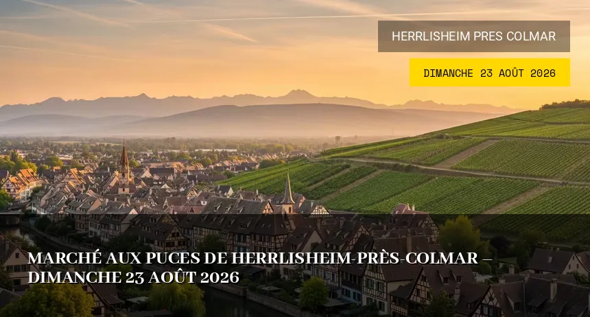 Affiche de l'événement : Marché aux puces de Herrlisheim-près-Colmar – Dimanche 23 Août 2026